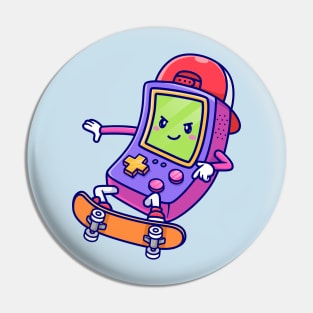 Cute Game Controller Playing Skateboard Cartoon Pin