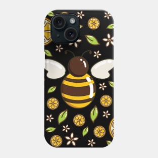 Honey Bee and Lemon | Black Phone Case