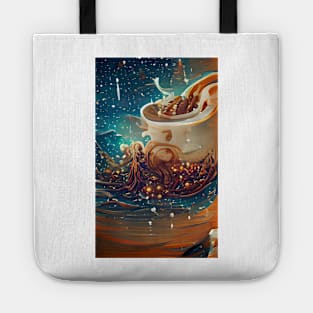 The Coffee Starry Teal ocean| starry night Tote