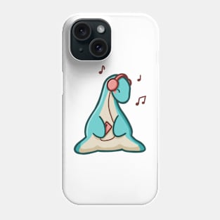 Vibing Long Neck Dino, Dinosaur, Music, Red Phone Case