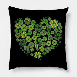 Heart Shamrock Lucky St Patricks Day Shirt Women Girls Kids Pillow