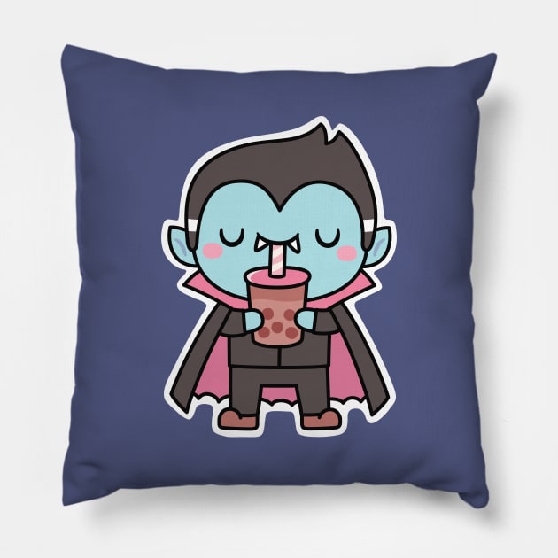 Cute Vampire Sucking Bubble Tea Pillow by rustydoodle