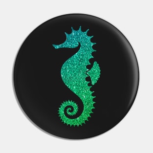 Green Ombre Faux Glitter Seahorse Pin