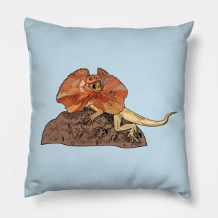 Frilled-neck lizard cartoon illustration Pillow