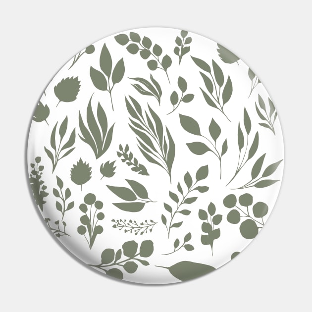 Elegant floral pattern, light green leaf inked silhouettes set, vector isolated illustration Pin by Modern Art