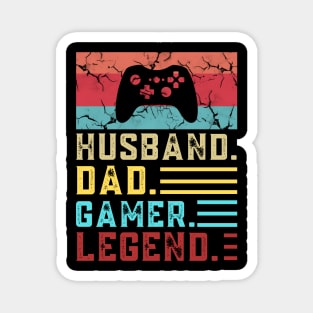 Husband Dad Gamer Legend, Vintage Gamer Dad Father’s Day Magnet