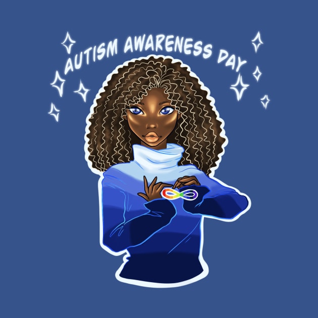 Black Girl Afro Autism Awareness Day by Ebony Rose 
