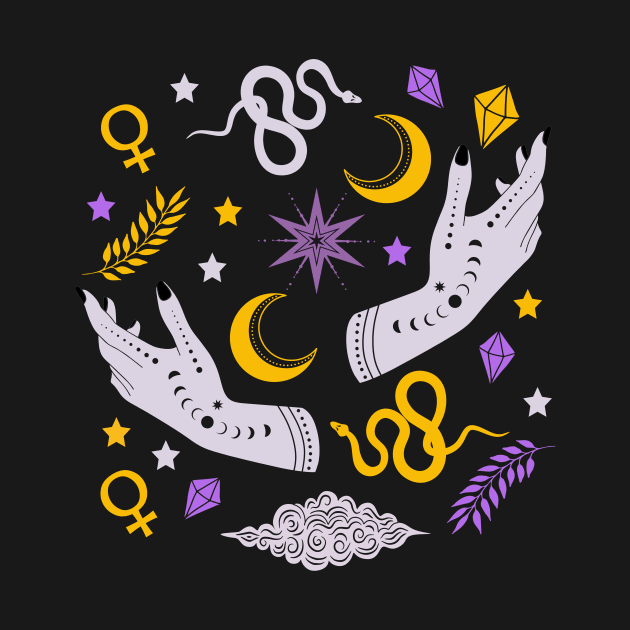 Modern Witch Wicca Occult Witchy Symbols Edit by Rike Mayer