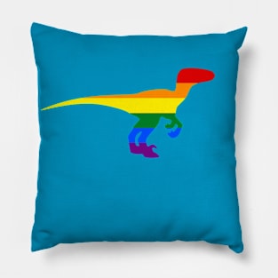 Velociraptor LGBTQ Pride Dino Design Pillow