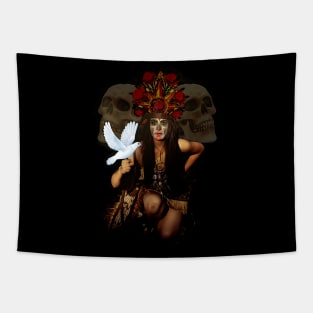 holy death with white dove Tapestry