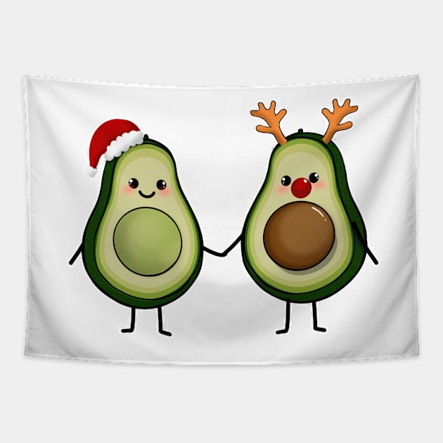 Christamas Avocados Cute avocado couple Tapestry by SusanaDesigns