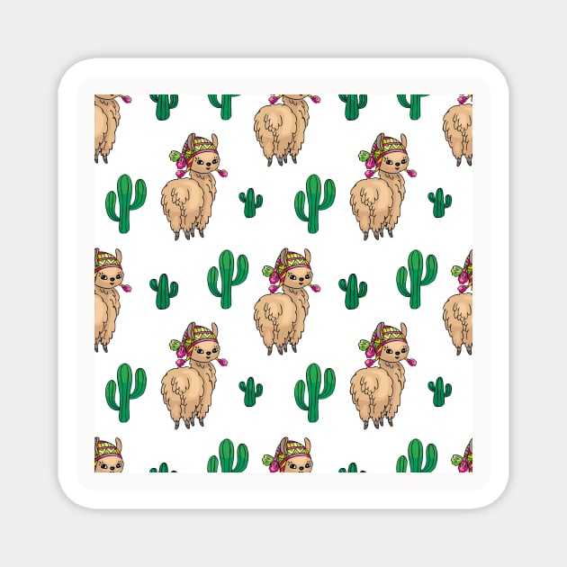 Cute Llamas Neck Gator Cactus Brown Lllama Magnet by DANPUBLIC