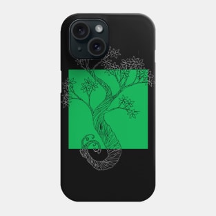 Green Square Ink Tree Phone Case