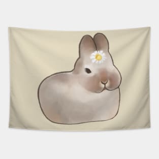 brown bunny rabbit with a daisy on its head Tapestry