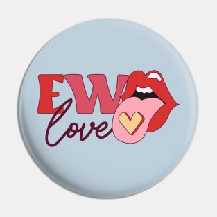 Ew Love Anti Valentine Club Love Pills Love Sucks Red Lips Pin