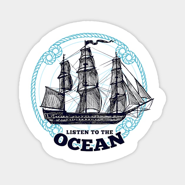 'Listen To The Ocean' Ocean Conservation Shirt Magnet by ourwackyhome