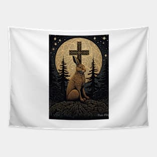 Hare, Pagan Hare, Pagan Art, Moon, Animal, Tapestry