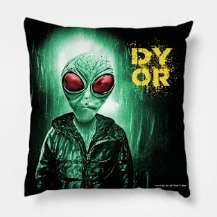 Funny Alien Red Eye Retro Sci Fi DYOR Pillow