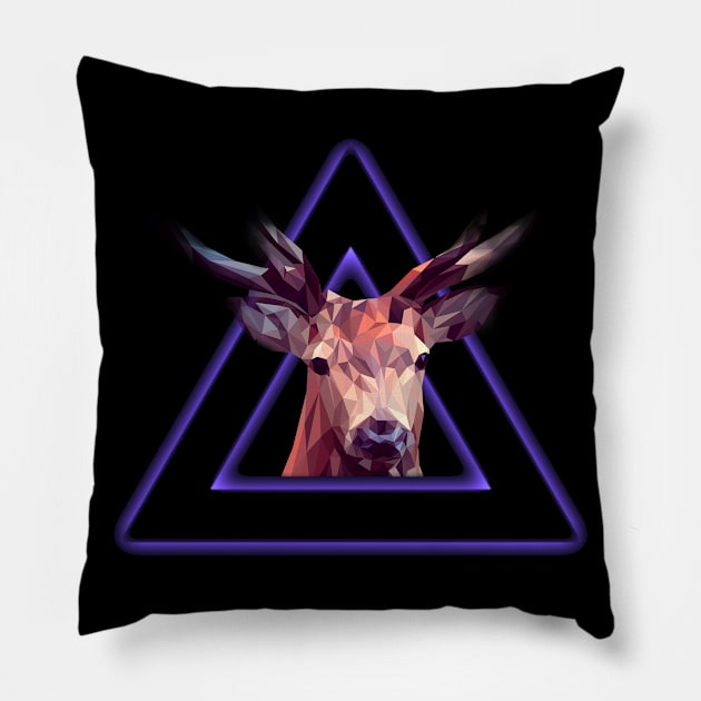 Geometric purple deer head triangle Pillow by Dripology