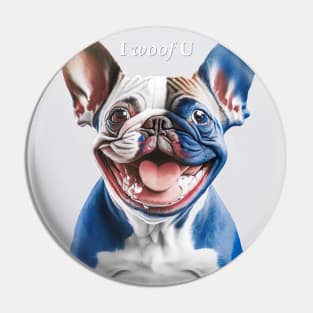 [AI Art] Red, blue and white French Bulldog Pin