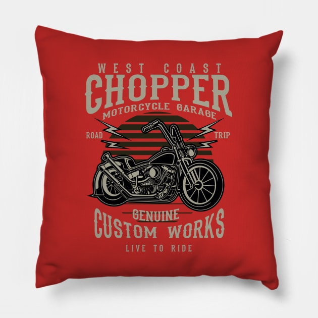 West Coast Chopper Pillow by lionkingdesign