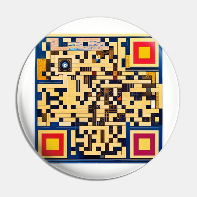 RickRoll QR Code Abstract Painting Pin by ravel.live