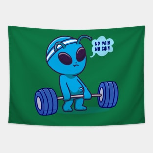 No Pain No Gain Funny Alien Tapestry