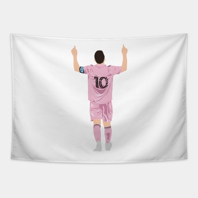 Miami Messi minimalist illustration inter Tapestry by maoudraw