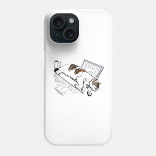 Cat sleeping on laptop Phone Case