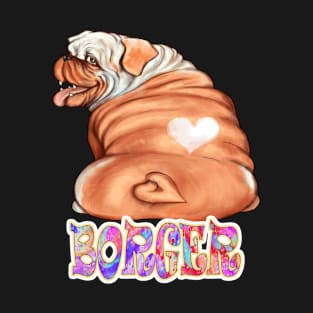 Borger Gift, Comfy Gift for Dog Lovers, Perfect Bulldog Owners gifts, heart shaped patched of fur, for men, women, children, T-Shirt