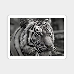 Tiger Black and White Photograph Magnet