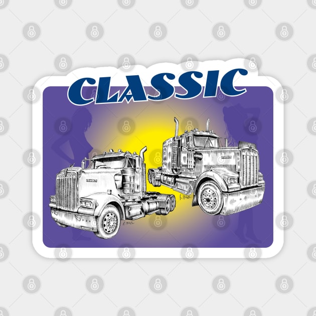 Double Kenworth truck design Magnet by Kullatoons