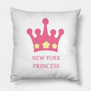 New York Princess with Pink Crown and Yellow Flowers Pillow