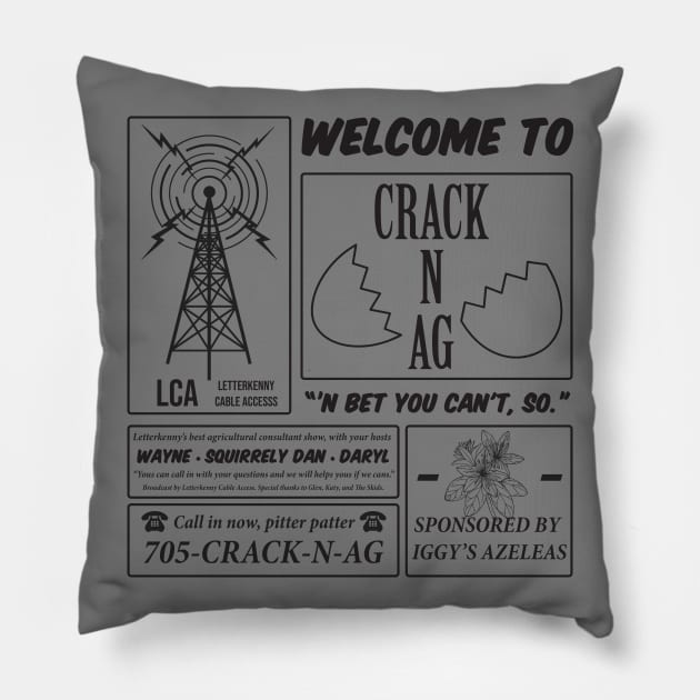 Crack N Ag (Black) Pillow by sheepypu