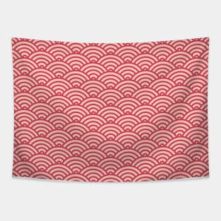 Japanese Fish Scales / Waves Mask Design - Red Version Tapestry