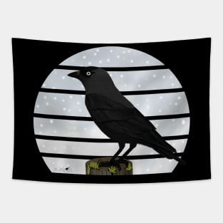 Jackdaw Winter Snow Bird Watching Birding Ornithologist Gift Tapestry