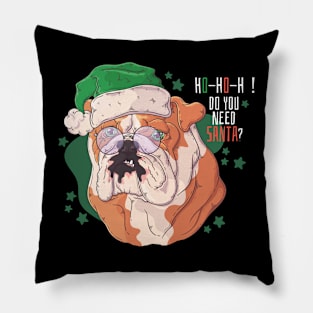 Bulldog Santa Hat Chritsmas Pillow