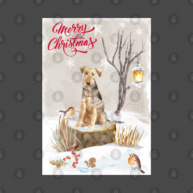 Welsh Terrier Merry Christmas Santa Dog by Puppy Eyes