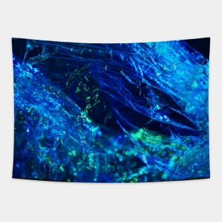 Abstract blue crystal neon Tapestry