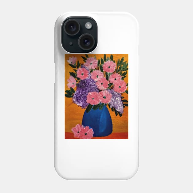 abstract flowers in a blue vase Phone Case by kkartwork