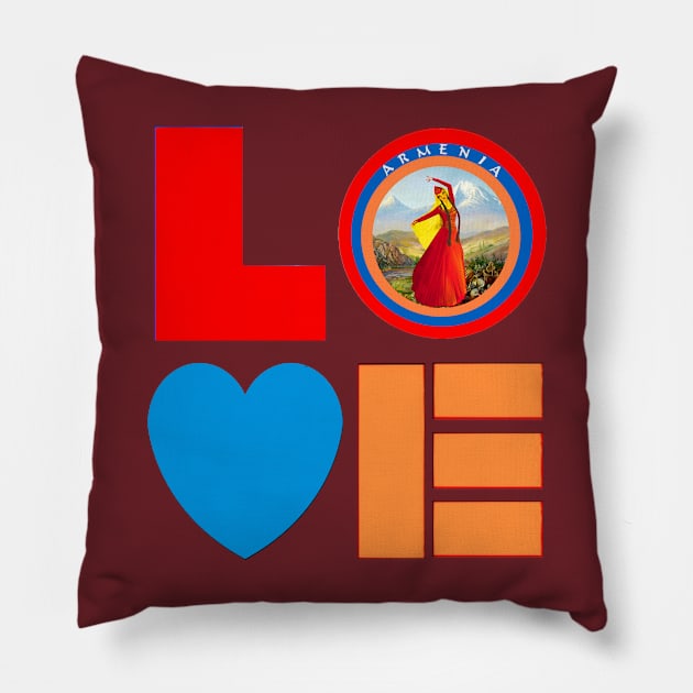 I Love Armenia Pillow by doniainart