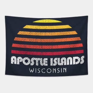 Apostle Islands Wisconsin Retro Sunset Tapestry