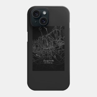 Zagreb Croatia City Map dark Phone Case