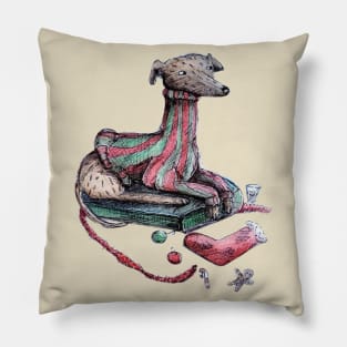 Greyhound's Festive Comfort: Heck the Halls Pillow