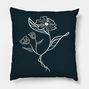 Intertwined Flowers line art Pillow