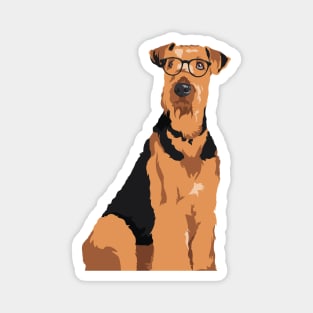 Hipster Black and Brown Airedale Terrier Dog T-Shirt for Dog Lovers Magnet