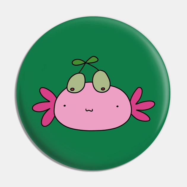 Olive Axolotl Face Pin by saradaboru