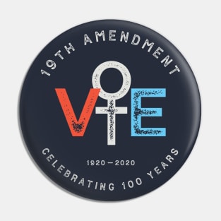 19th Amendment Centennial Logo - Votes Women Suffrage Design Pin