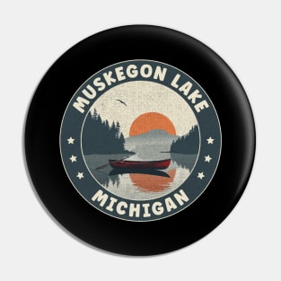 Muskegon Lake Michigan Sunset Pin