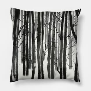 Winter forest landscape Pillow